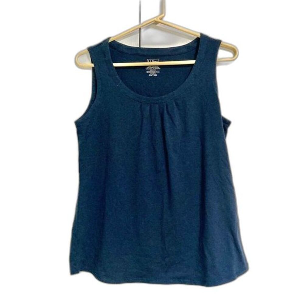 L.L. Bean Super Soft Supima Tank Blue Gathered  Medium